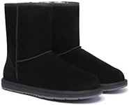 UGG AUSTRALIAN SHEPHERD Sheepskin Wool Boots Short Classic Suede Unisex Boots Black AU Ladies 5 / AU Men 3 / EU 36