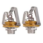 BNF® Pack Of 2Pc Stereo Electric Guitar Jacks 1/4'' 6.35Mm Stereo Jack Socket Chrome