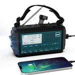 DAB+/DAB/FM Wind up Solar Radio, 5000mAh Digital Radio with LCD Display, Hand Crank, USB Port, Headphone Jack, Flashlight, Reading Lamp, SOS, Radio Mono/Stereo for Camping Hiking-Blue