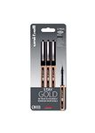 Uni-Ball UB-150-10 Eye On Point Stay Gold Broad Ballpoint Black Pens. Premium 1.0mm Rollerball Tip for Super Smooth Handwriting. Fade and Water Resistant Liquid Uni Super Ink. Pack of 3