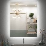 Keonjinn 24 x 32 Inch LED Backlit Mirror, Bathroom Mirror with Lights, Wall Mounted Bathroom Mirror with Anti-Fog Dimmable, Lighted Makeup Mirror(Horizontal/Vertical)