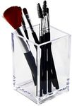 Cannagenix Acrylic Clear Pen Pencil Holder, Cosmetic Makeup Brush Storage Cups Dispenser Paint Brush Pencils Desk Organizer for School, Vanity, Bathroom, Office Stationery (Square)