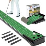 ropoda 9ft Golf Putting Green, Portable Putting Mat for Home and Office with Auto Ball Return Function, Golf Practice Putting Mat Aid for Indoor and Outdoor Use