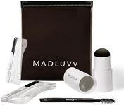 MADLUVV Eyebrow Stencil Kit - Easy-to-Use, Natural Look, 9 Popular Shapes, Used by Professionals - Includes Stamp, Stencils, Spoolie, and Travel Bag (Light Grey)