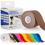 Proworks Kinesiology Tape | 5m Roll of Elastic Muscle Support Tape for Exercise, Sports & Injury Recovery (Brown)