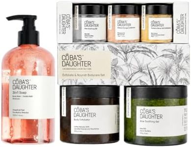 COBA'S DAUGHTER Self Care Gift Set for Women | Care Package with Coffee Body Scrub, Aloe Vera Gel, 3in1 Soap in Grapefruit Peel & Eucalyptus and Mini Spa Trio | Holiday Spa Set for Mom, Wife & Partner