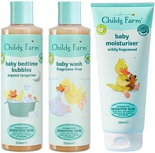 Childs Farm | Baby Regime Bundle | Baby Moisturiser 200ml, Baby Wash and Baby Bubbles 250ml | Suitable for Newborns with Dry, Sensitive and Eczema-prone Skin