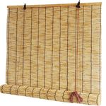 ZHJSHOU Natural Retro Reed Curtain Bamboo Roller Blinds for Windows Lifting Straw Blind Sun Shade Hand-Woven Roller Blind Shades,for Decorative Door Balcony,85x100cm/33.4x39.3in(WxH)