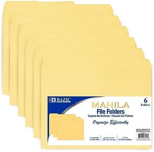 BAZIC Products Manila Folders 11 5/8" x 9/2", Manila File Folders 1/3 Cut Letter Size with Left, Right, Center Tabs – Letter Size for Organizing and Filing Documents, Office Folders, 288-count