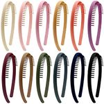 Duufin 12 Pieces Teeth Comb Headband Plastic Hair Hoop Hairband Colorful Headbands Non-slip Hair Accessories for Women Girls, Classic color