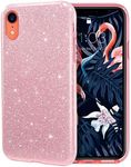 MILPROX iPhone XR Casse Glitter Luxury Shiny Sparkly Silm Bling Crystal Clear, 3 Layer Hybrid, Protective Soft Case iPhone XR(2018)- (Rose Gold)