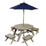 KidKraft Octagon Wooden Garden Table and Chair set for Kids with Parasol, Outdoor Garden Furniture For Children, 20176, Amazon Exclusive