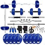 BULLAR Home Gym Set, Home Gym Equipments for Men, Gym Equipment Set for Home Workout, Home Gym Kit with 10kg Iron Weight Plates 30mm, 3 Feet & 5 Feet Weight Lifting Rod, Dumbbell Rods & Accessories