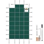 VEVOR Pool Safety Cover Fits18x36ft Inground Safety Pool Cover Green Mesh with 4x8ft Center End Steps for Swimming Pool Winter