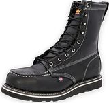 Thorogood American Heritage 8” Steel Toe Work Boots for Men - Full-Grain Leather with Moc Toe, Slip-Resistant Wedge Outsole, and Comfort Insole; EH Rated, Black (Midnight Series), 13