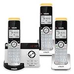 Vtech 3-Handset Expandable Cordless Phone with Super Long Range, Bluetooth Connect to Cell, Smart Call Blocker and Answering System, IS8121-3 (Silver/Black)