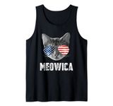 Meowica Cat 4th of July Patriotic American Flag Tank Top