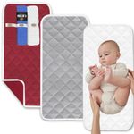 ADBENI HOME 3 Pack Soft 100% Waterproof Hypoallergenic Absorbent Baby Changing Liners, Stay in Place Pad, Quilted Machine Washable Reusable, Diaper Table Mat Cover, 69x33 cm, Maroon-Grey-White