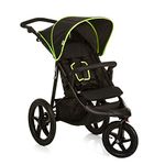 hauck Runner, Black / Neon Yellow - Robust All Terrain Pushchair with Raincover, XL Pneumatic Air Wheels, Reclining Backrest from Birth up to 22 kg, Height-Adjustable Handle, XL Mesh Window