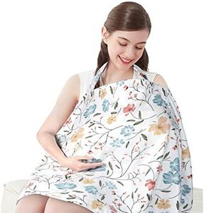 Yoofoss Nursing Cover for Breastfeeding, Soft Breastfeeding Cover for Infants Babies Nursing Apron Cover with Warm Bamboo Fiber Liner for Mother Autumn Winter Breastfeeding (Flowers)