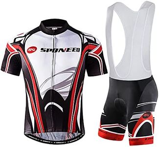 Mens Cycling Bib Shorts Jerseys Sets Bike Tights Gel Padding Biking Top Clothing Bibs Kits Red White X-Large