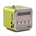 Mini Portable FM Radio Speaker, Digital Stereo MP3 MP4 Music player Support TF Card USB Disk FM (绿色)