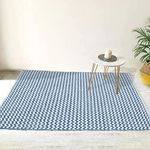 THE HOME TALK Zig Zag Cotton Area Rug - Carpets Suitable for Living Room, Bedroom, Dining Room, Home Décor - Handcrafted Traditional Rugs - Non-Skid | 9’ x 12’ - Ash Blue |