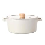 FIKA Kitchen Nonstick 4.0QT Stock Pot with Lid, Healthy Cooking Ceramic Coating Casserole, Induction Compatible Cookware, Stew, Soup Noodle Multi Dutch Oven, Made in Korea (9.5" / 24cm)