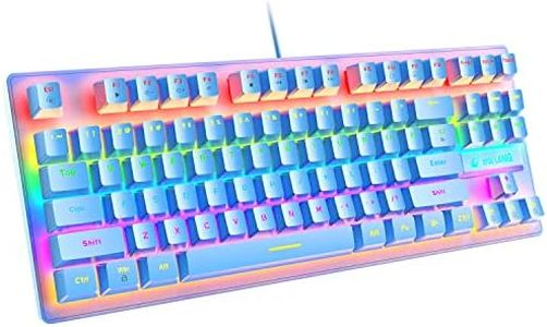 K2 - Mini tastiera meccanica da gioco, con 87 tasti, con 8 modalità retroilluminate arcobaleno, 12 pulsanti multimediali, 29 tasti, anti-ghosting, per giocatori e dattilografi, blu