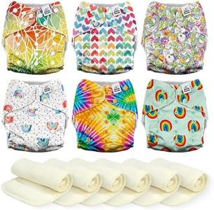 Mama Koala 3.0 Cloth Diapers for Babies, 6 Pack One Size Washable and Reusable Pocket Diapers for Newborns and Toddlers (Rainbow and Love)