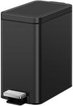 EKO Small Bathroom Trash Can with Lid Soft Close, Step Pedal, Matte Black 6 Liter / 1.6 Gallon Stainless Steel Garbage Can with Removable Inner Bucket, Anti-Fingerprint Finish