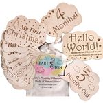 Heart's Sign Baby Monthly Milestone - 24 Designs | Baby Milestone Wooden Cards & Newborn Life Events | Newborn Gift Set | Newborn Photography Props