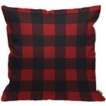 HGOD DESIGNS Cushion Cover Black And Red Preppy Buffalo Check Plaid Throw Pillow Cover Home Decorative for Men/Women living room Bedroom Sofa Chair 18X18 Inch Pillowcase