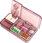 Fennec Mart Pill Box 3 in 1 Pill Divider Tablet Divider Pill Cutter Pill Cutter Pill Crusher Tablet Box for On the Go (Pink)