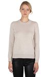 JENNIE LIU Women's 100% Pure Cashmere Long Sleeve Crew Neck Sweater, Oatmeal, XL