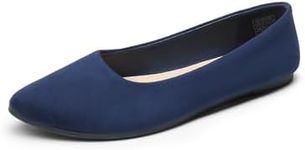 DREAM PAIRS Women's Flats Comfortable Slip On Business Casual Suede Ballet Flats Soft Pointed Toe Dress Shoes,Size 9,Navy,DWUMFA2506