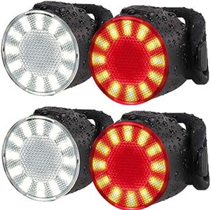 Bike Lights Set, USB Rechargeable Bike Headlight and Tailight Combinations, LED Waterproof Bicycle Front Lights, 6 Brightness Mode, Ideal for Mountain or Road Bikes-2 Sets