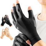 WHCOOL Compression Artiritis Gloves for Women&Men with Graduated Pressure Design for pain, Finger Support for Hand Comfort, Daily Wear & Sleep Use for Crocheting, Typing Fit Palm 8.8-9.7'' Black XL