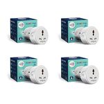 Wipro 10A Wi-Fi Smart Plug with Universal socket | Energy Monitoring | Suitable for Small Appliances like TVs, Air purifiers, Kettles, Mobiles & Laptops | Scheduling | Voice Control | Pack of 4