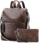 Anti Theft Backpack Purse for Women,RAVUO Fashion Vegen Leather Bag Handbag for Lady with Wallet Purse and Guitar Shoulder Strap (Coffee)