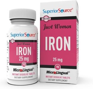 Superior Source Just Women - Iron 25 mg, (Ferrous Fumarate), Under The Tongue Quick Dissolve MicroLingual Tablets, 90 Count, Easily Absorbed, Assists Red Blood Cell Formation, Non-GMO