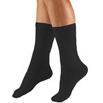 Truform Compression Socks, 15-20 mmHg, Men's Crew Length Mid-Calf Cushion Foot Socks, Black, Medium