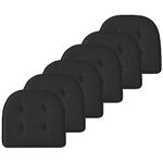 Marina Decoration Premium Thick Comfortable Cushion U-Shaped Memory Foam Chair Pads Tufted Nonslip Rubber Back Seat 17 x 16 Inch Indoor Seat Cover for Office, Kitchen Chairs, 6 Pack Black Color