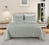 IZOD - Cotton Percale Quilt Set, 2-Piece Wrinkle Resistant Bedding, Ultra-Soft & Reversible Bedspread (Twin, Grey Stripe)