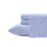 Poppy & Fritz - Queen Sheet Set, Cotton Percale Bedding Set, Crisp & Cool, Stylish Home Decor (Oxford Stripe Blue, Queen)