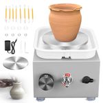 Pottery Wheel, Mini Pottery Wheel with Strong Motor 2000RPM Adjustable Speed, Potters Wheel with 10/6.5cm Plates and Sculpting Tools, Ceramic Pottery Tools Pottery Kit for Kids and Adults, Gray
