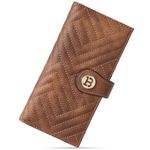 BOSTANTEN Ultra Slim Wallet Women Leather RFID Blocking Credit Card Holder Brown