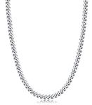 Evegfts Silver Chain for Men, 5MM Diamond Cut Men Necklaces Cuban Link Chain Necklace for Men Women Super Sturdy Shiny Mens Chain 24 Inch