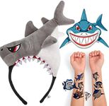 DEODARI Shark Headband Costume Hat for Kids with Shark Tattoo for Party Favors 1pc