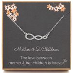 Weelody Mother and 2 Children Necklace, Sterling Silver Infinity Necklace for Women, Mother and 2 Daughters Gifts, Birthday Necklace for Mum from Son